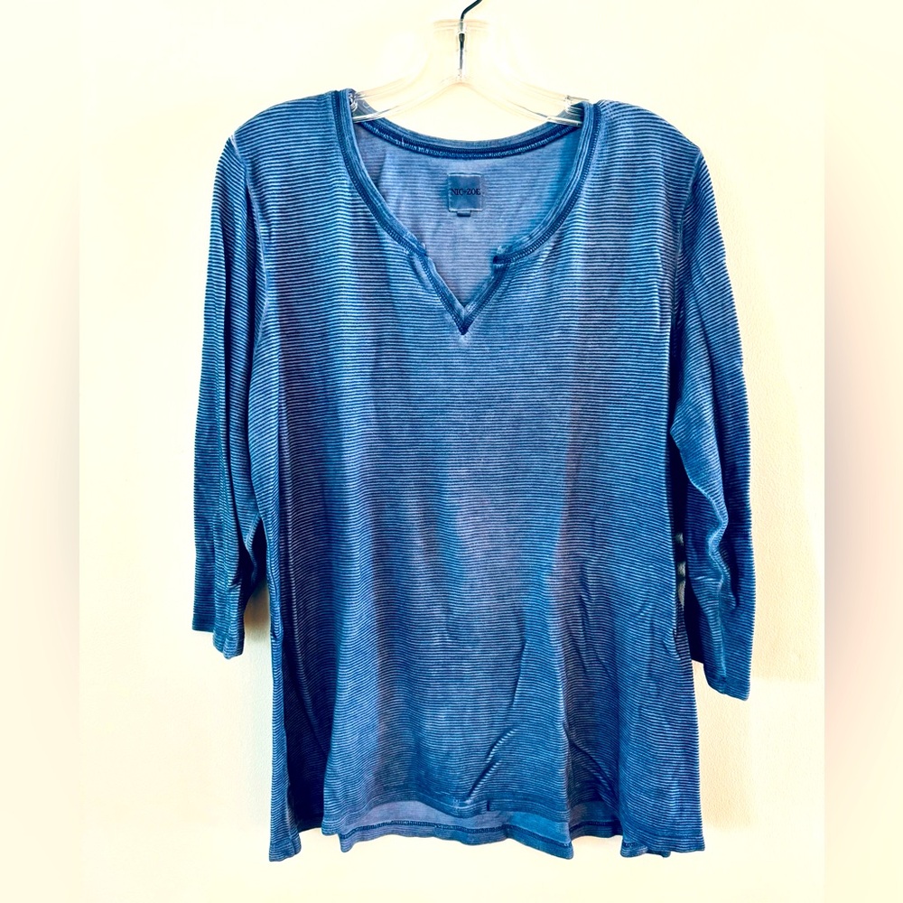 Nic + Zoe Notchneck Sweater Blue XL